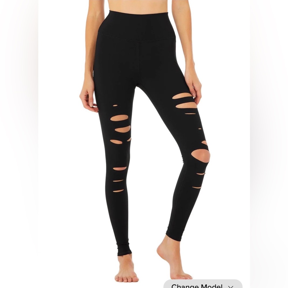 Black Alo full length leggings with slits
